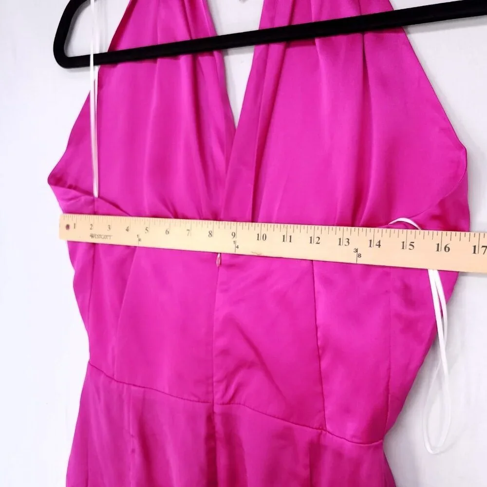 Revolve Amanda Uprichard Silk Mini Dress Size Medium Halter Hot Pink *altered - Picture 11 of 15